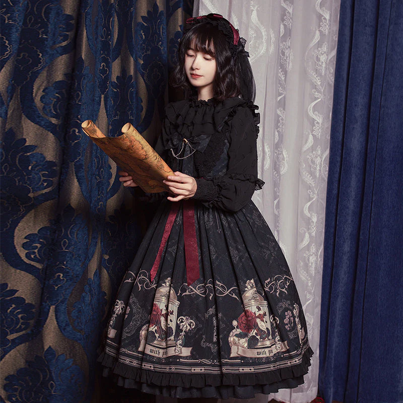 Gothic Black and Red Dress JSK - Image 11