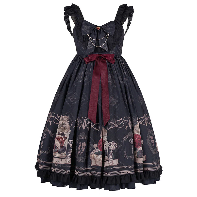 Gothic Black and Red Dress JSK - Image 2