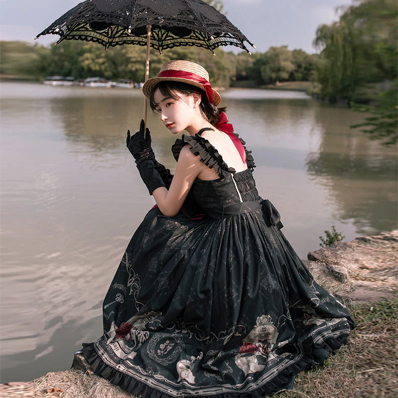 Gothic Black and Red Dress JSK - Image 3
