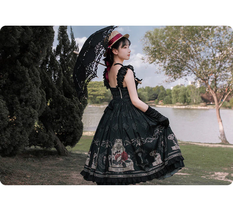 Gothic Black and Red Dress JSK - Image 4