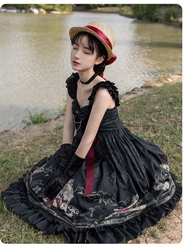 Gothic Black and Red Dress JSK - Image 5