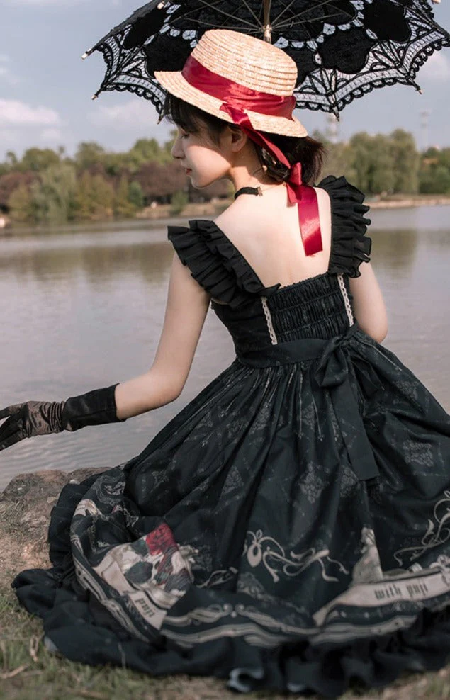 Gothic Black and Red Dress JSK - Image 6