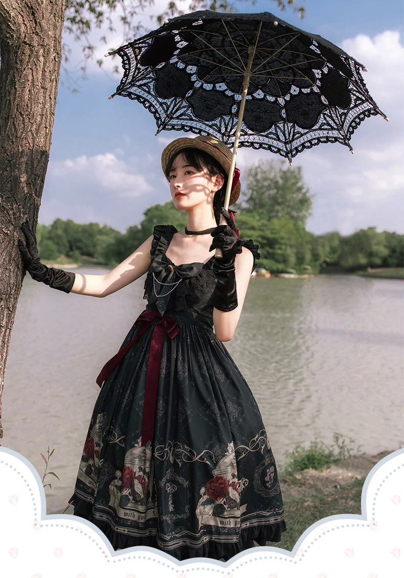 Gothic Black and Red Dress JSK - Image 7