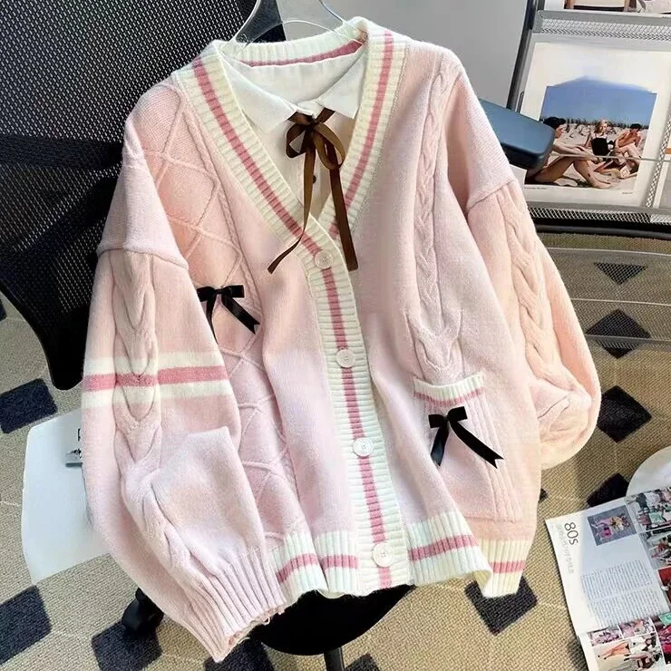 Womens Coquette Aesthetic Oversized Pink Cardigan - Image 12