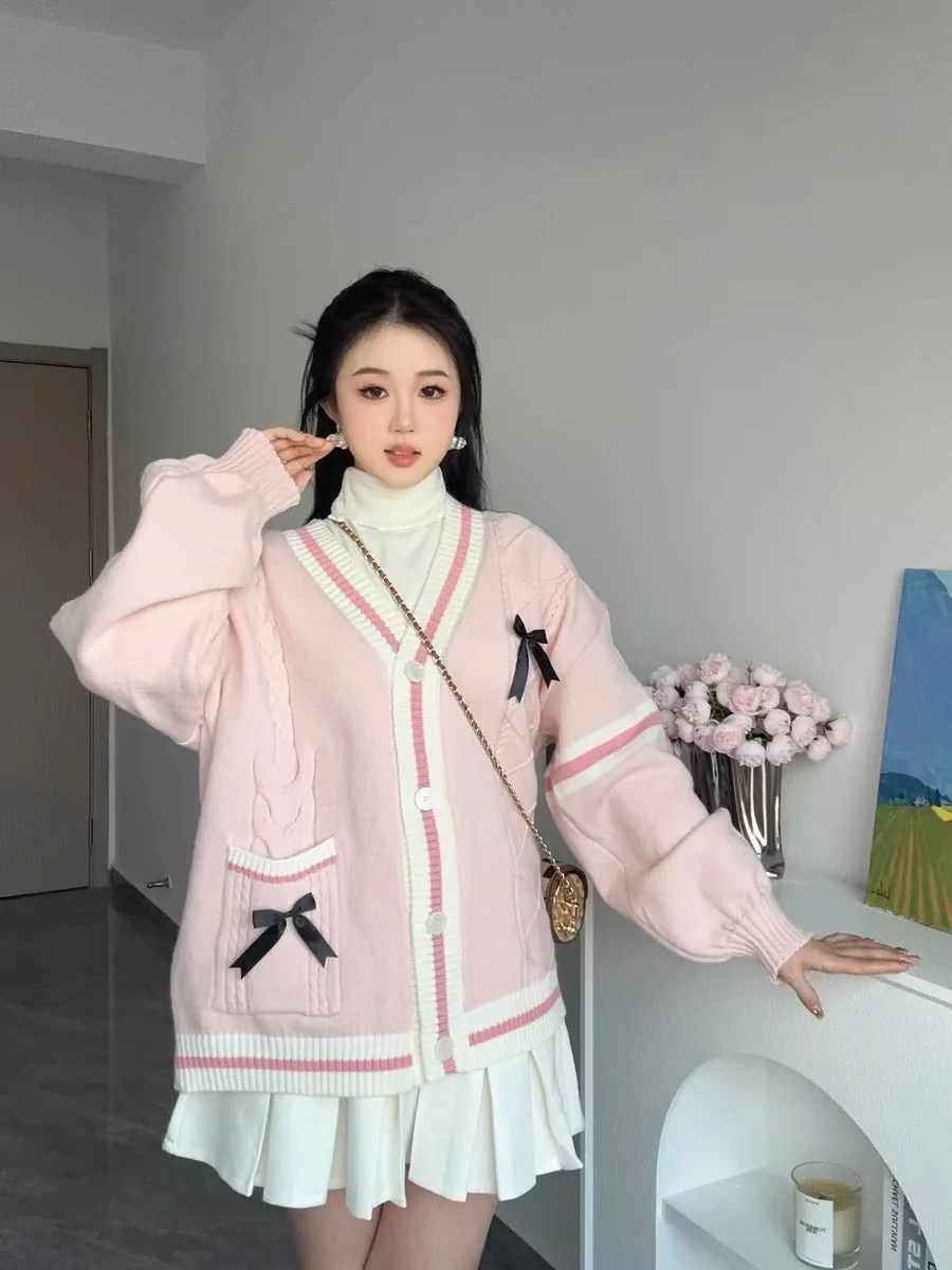 Womens Coquette Aesthetic Oversized Pink Cardigan - Image 7