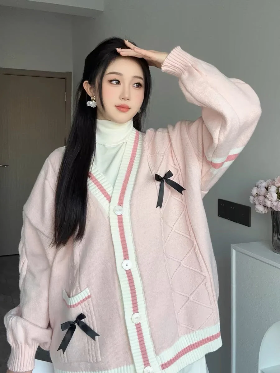 Womens Coquette Aesthetic Oversized Pink Cardigan - Image 8