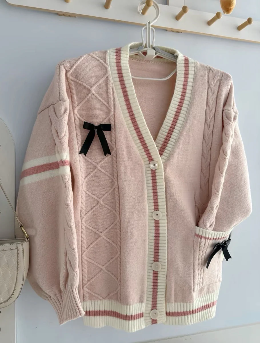 Womens Coquette Aesthetic Oversized Pink Cardigan - Image 9
