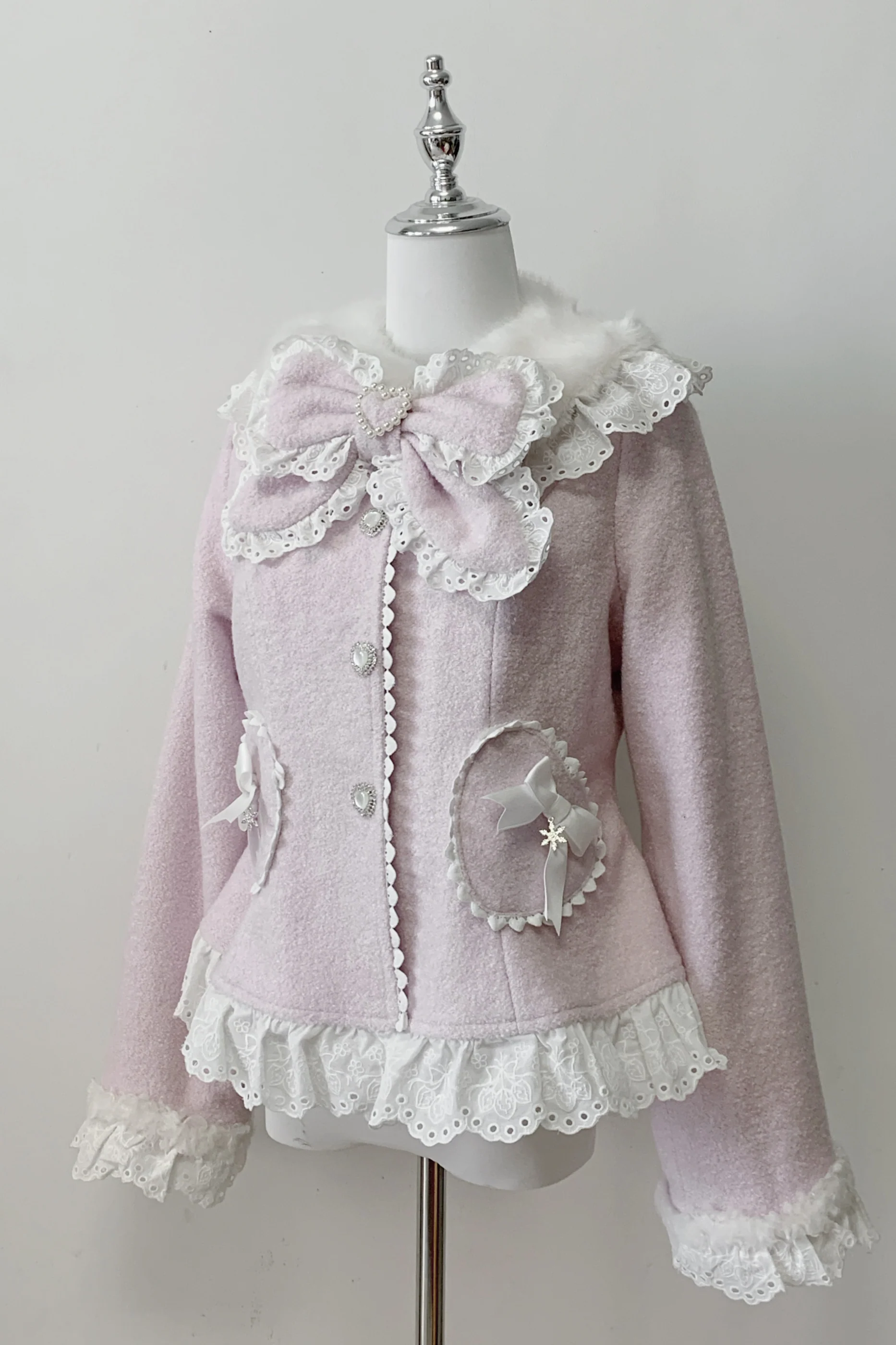Lace Ribbon Slim Sweet Coat - Image 3