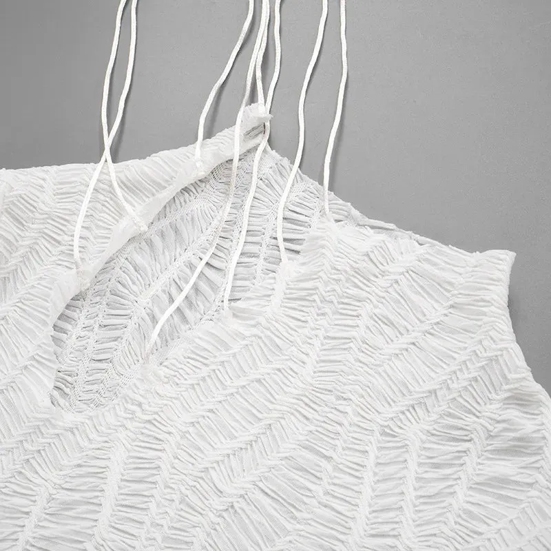 Wrinkled Lace Up Mini Dress - Image 4