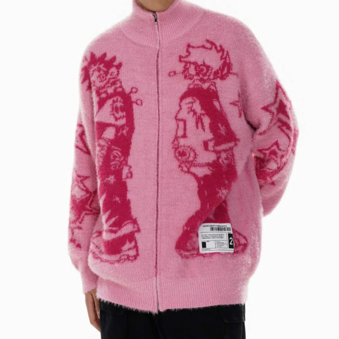 Y2K Abstract Jacquard Knitted Cardigan - Image 3
