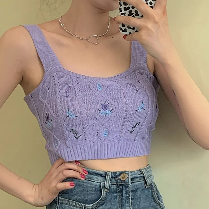 Y2K Aesthetic Soft Girl Knitted Crop Top - Image 9