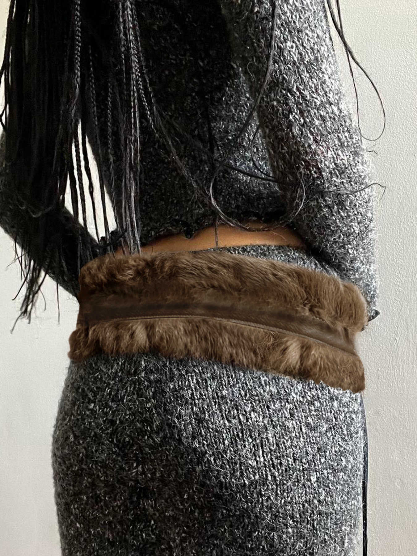 Y2K Brown Furry Hook Belt - Image 4