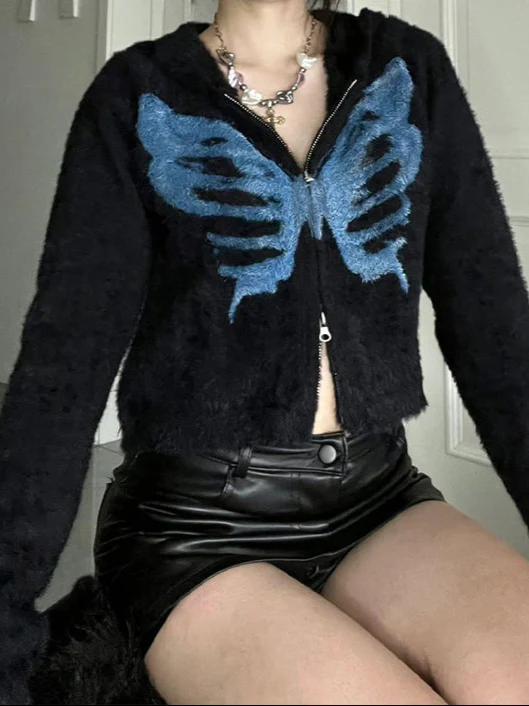 Y2K Butterfly Knitted Jacket Cardigan - Image 4