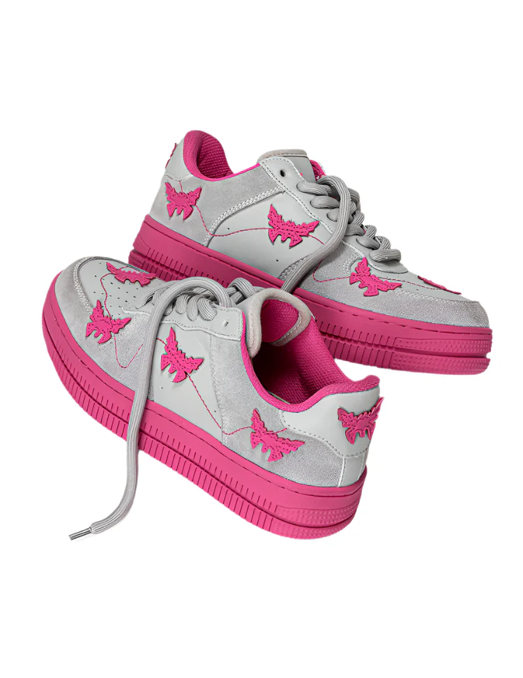 Y2K Butterfly Rose Red Sneakers