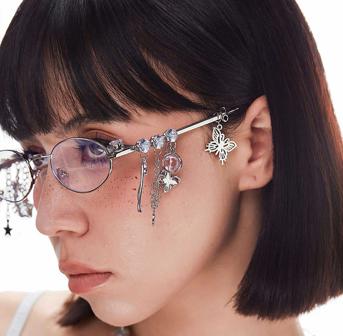 Y2K Butterfly Stars Metal Chain Sunglasses - Image 4