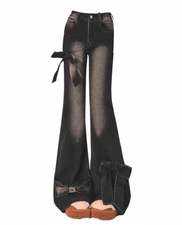 Y2K Butterfly Strap Bootcut Jeans