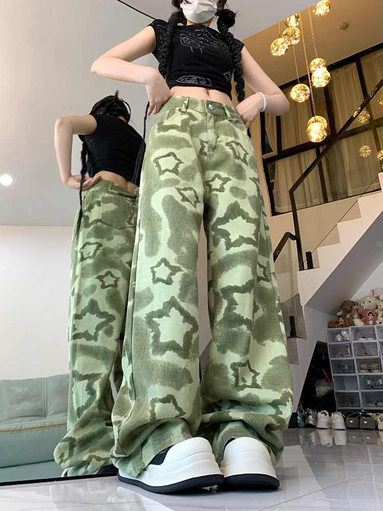 Y2K Camouflage Star Wide-leg Pants - Image 2