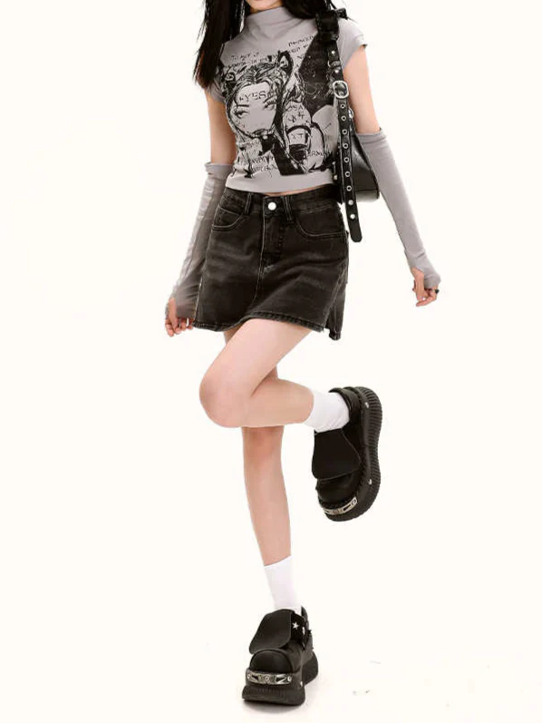 y2k Cartoon Acubi Two-piece Tee - Image 4