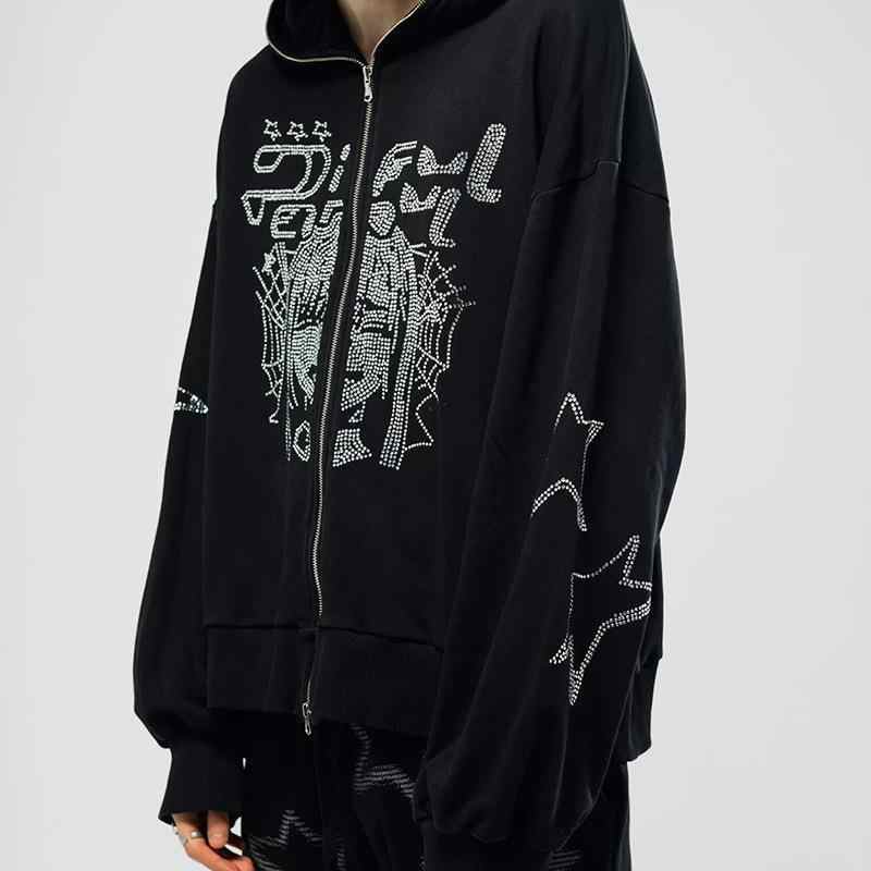 Y2K Cartoon Diamond Grunge Zip-up Hoodie - Image 2