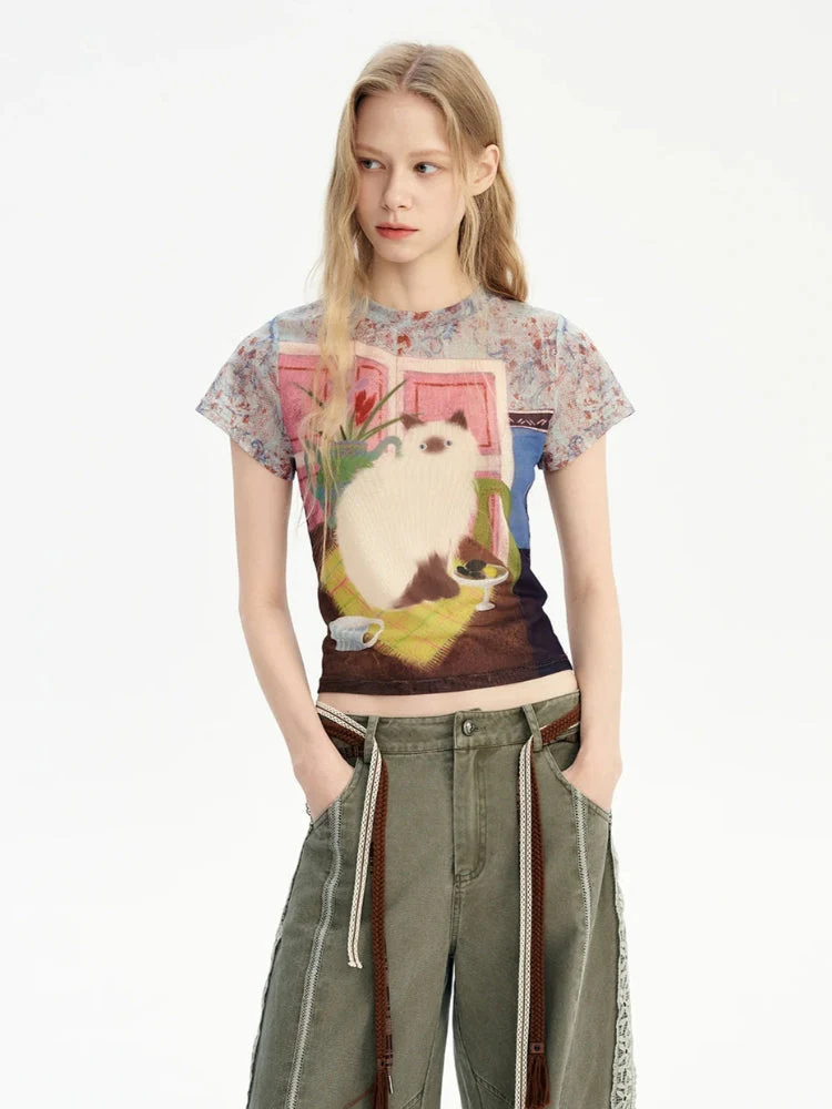Y2K Cat Graphic Tee - Image 5
