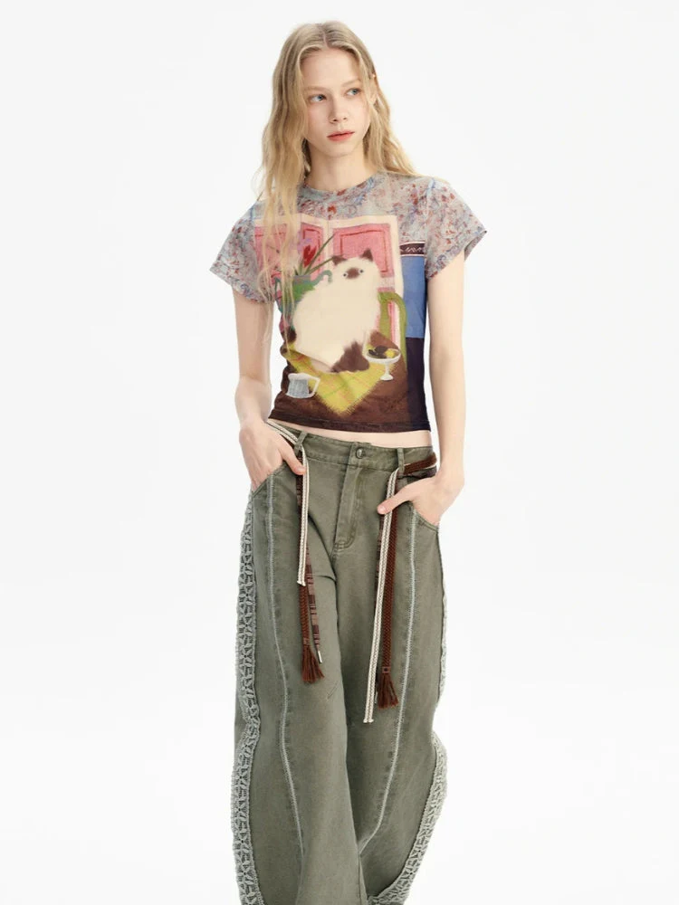 Y2K Cat Graphic Tee - Image 6