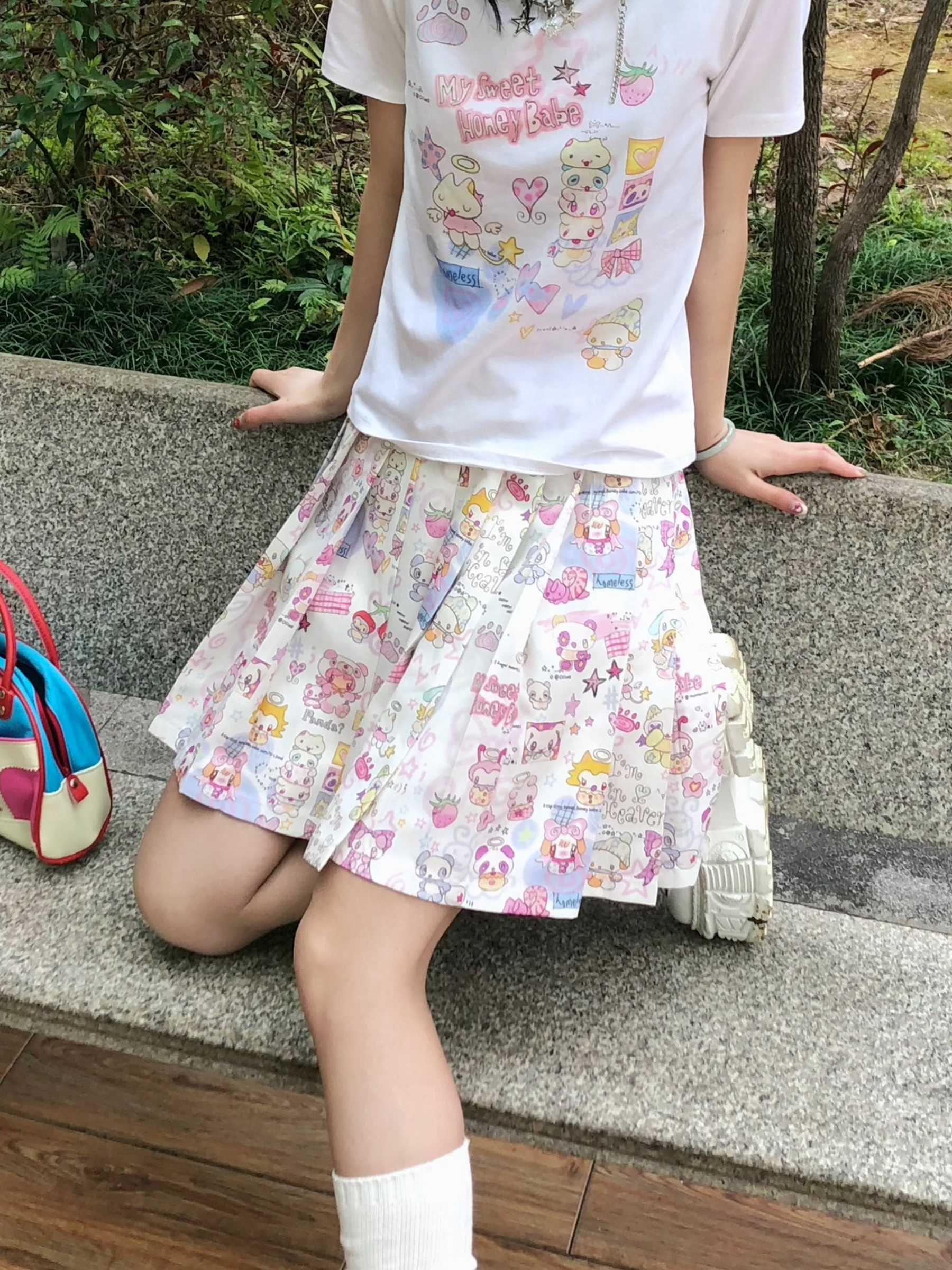 Y2K Cute Cartoon Pleated Skirt - Image 3