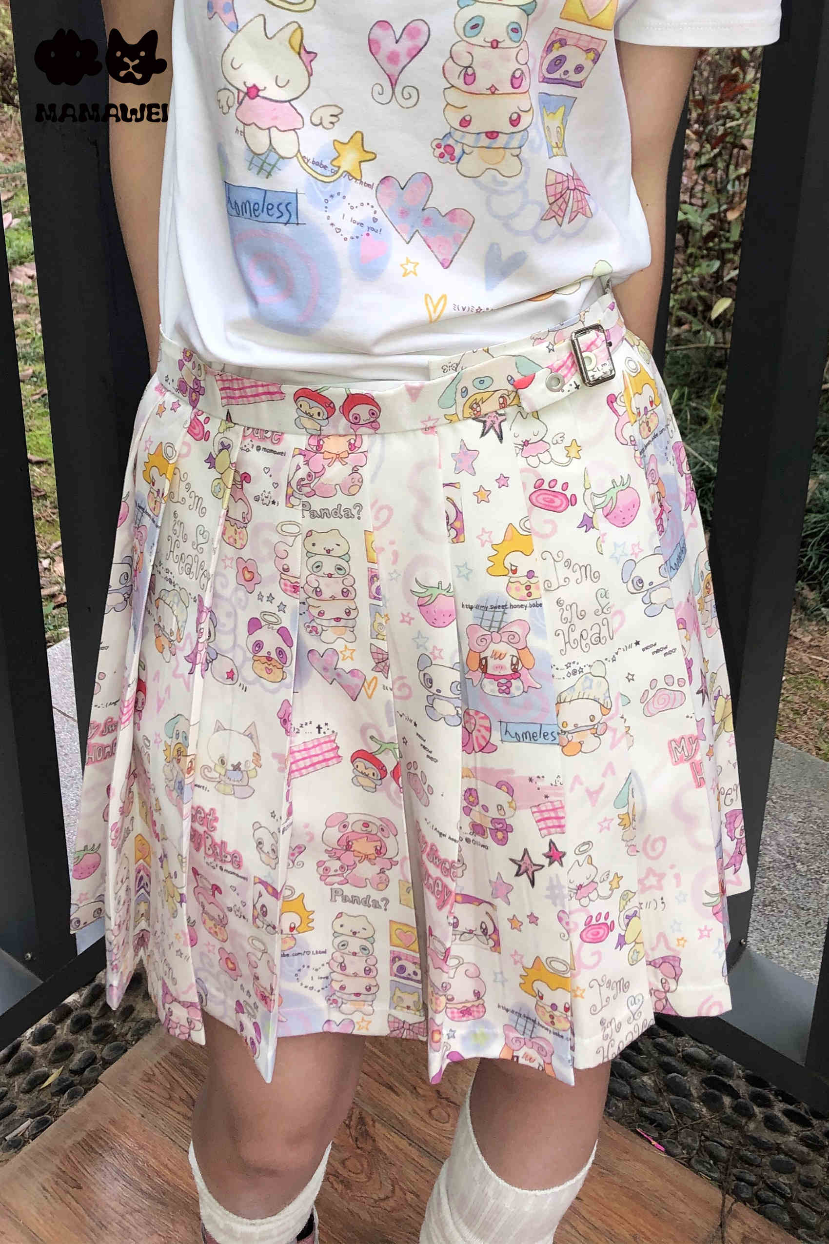 Y2K Cute Cartoon Pleated Skirt - Image 4