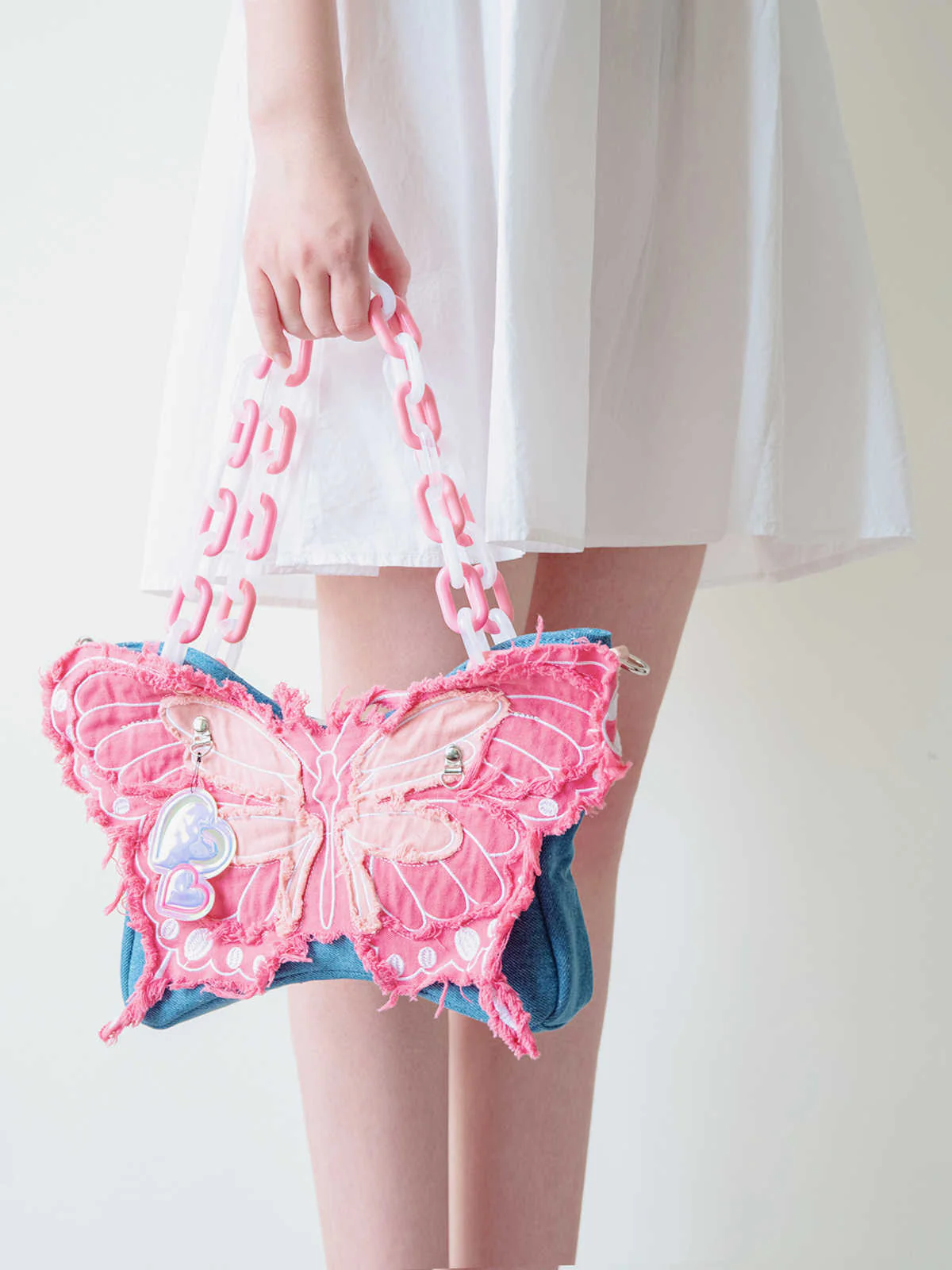 Y2K Denim Butterfly Crossbody Bag - Image 2