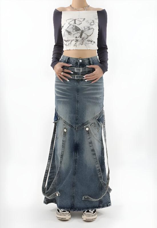 Y2K Denim Maxi Skirt - Image 3