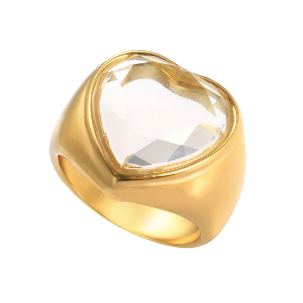Y2K Diamond Heart Chunky Ring - Image 4