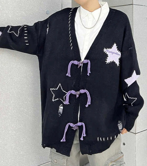 Y2K Distressed Twist Knit Cardigan - Image 3