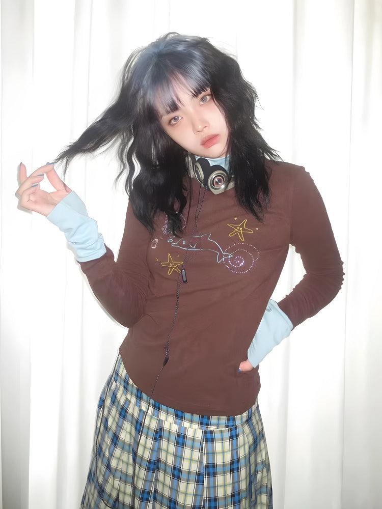 Y2K Dolphin Turtleneck Top - Image 2
