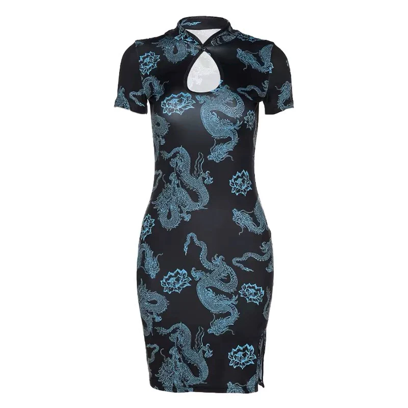 Y2K Dragon Pattern Cheongsam Dress - Image 5
