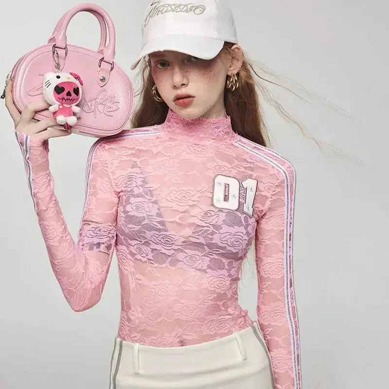 Y2K Embroidered Lace Top - Image 2
