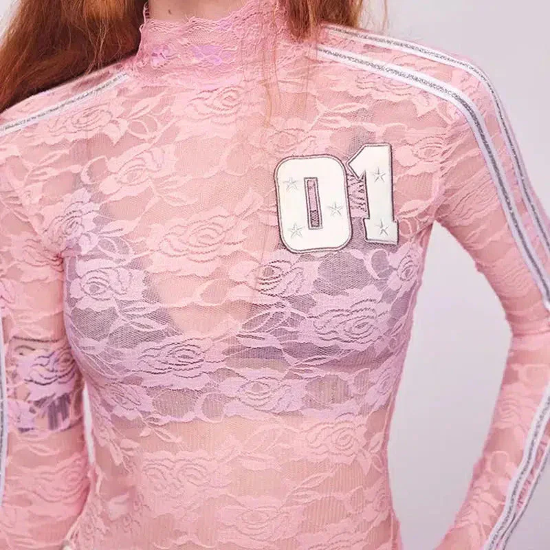 Y2K Embroidered Lace Top - Image 3
