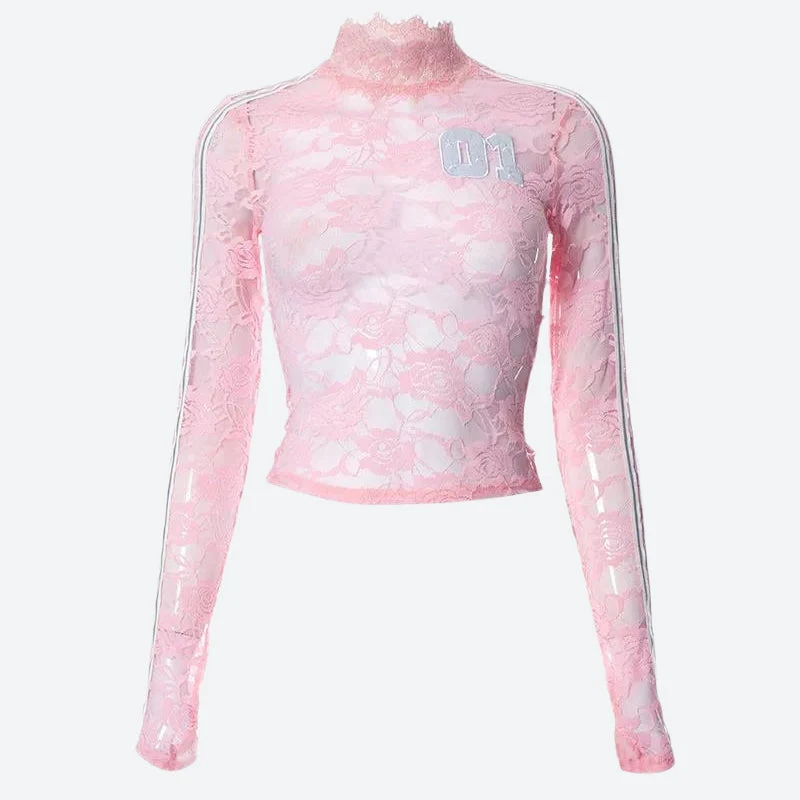 Y2K Embroidered Lace Top - Image 4