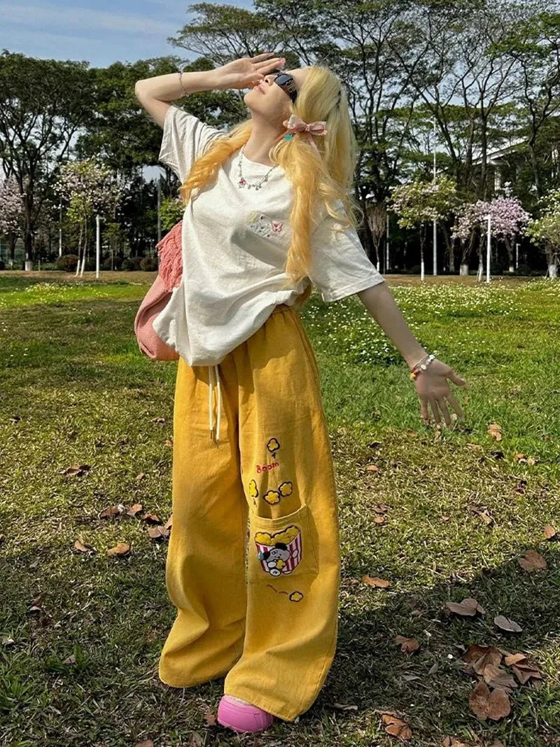 Y2K Embroidered Wide Leg Pants - Image 3