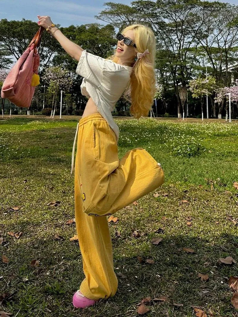 Y2K Embroidered Wide Leg Pants - Image 4