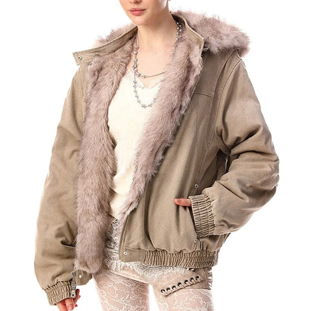Y2K Faux Fur Bomber Jacket - Image 13