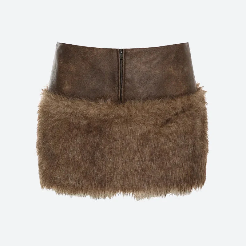 Y2K Faux Fur Mini Skirt - Image 2
