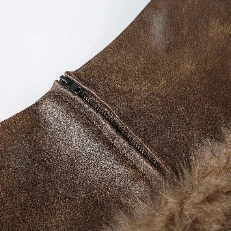 Y2K Faux Fur Mini Skirt - Image 4