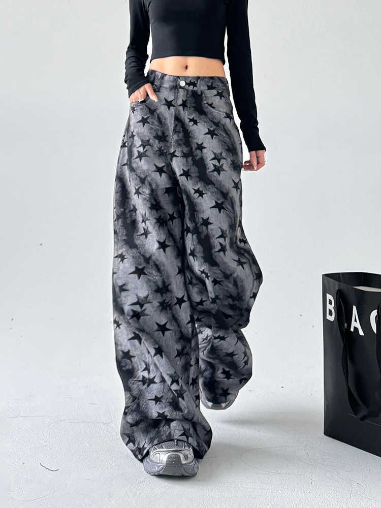Y2K Full Stars Blooming Wide-leg Pants - Image 3