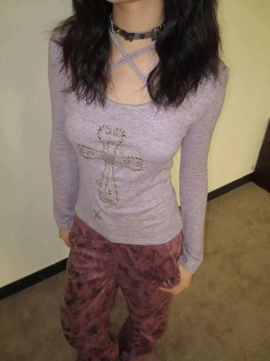 Y2K Golden Cross Top - Image 3