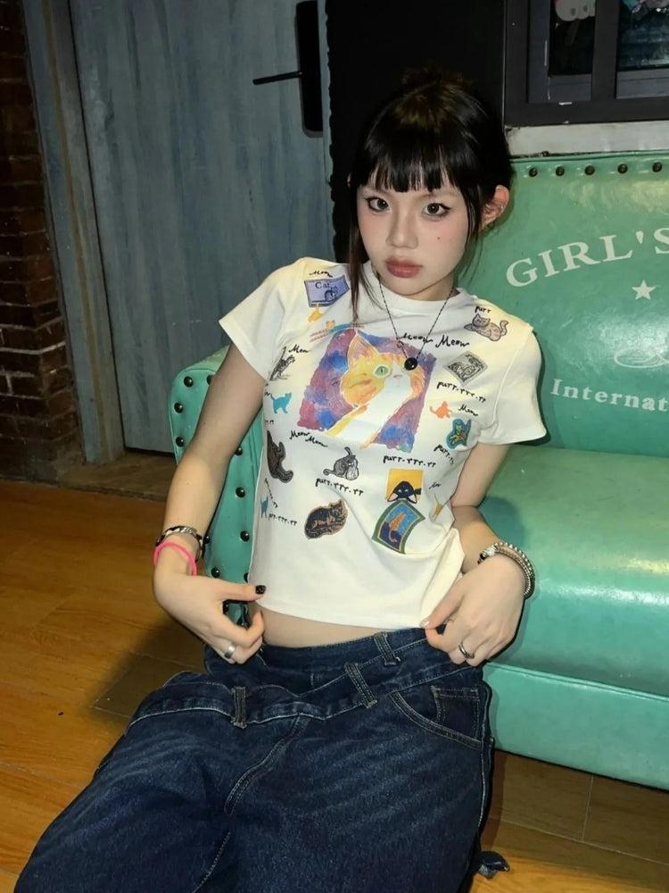 Y2k Grapic Cats Tee - Image 3