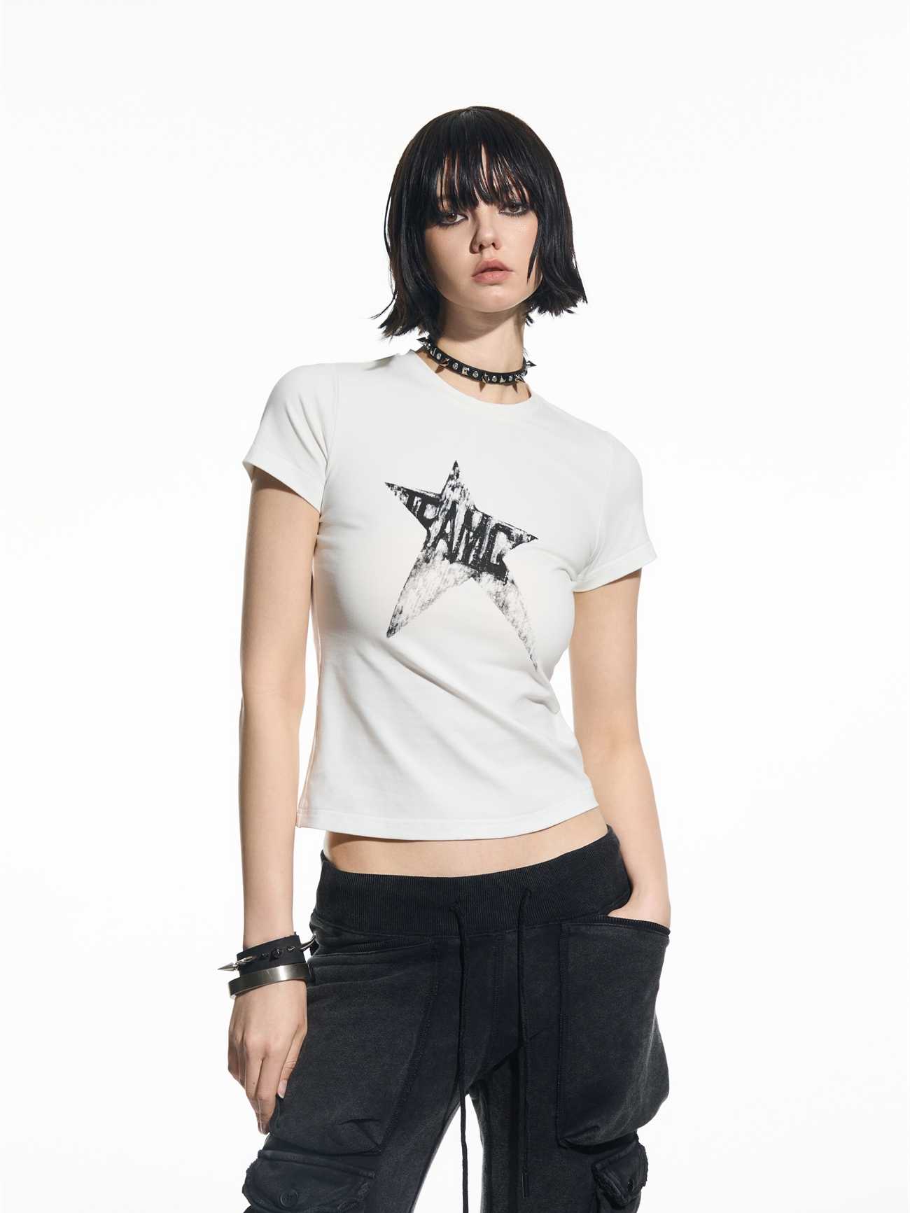 Y2K Grunge Cotton Basic Tee - Image 2