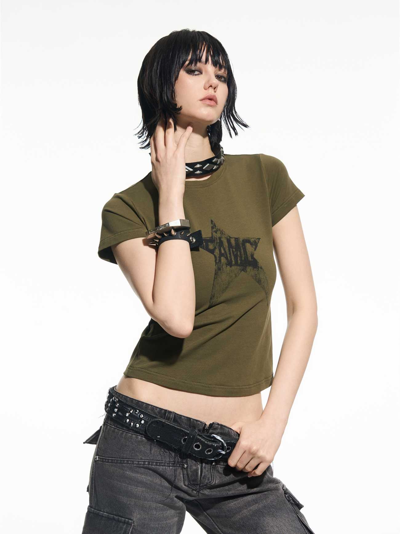 Y2K Grunge Cotton Basic Tee - Image 3