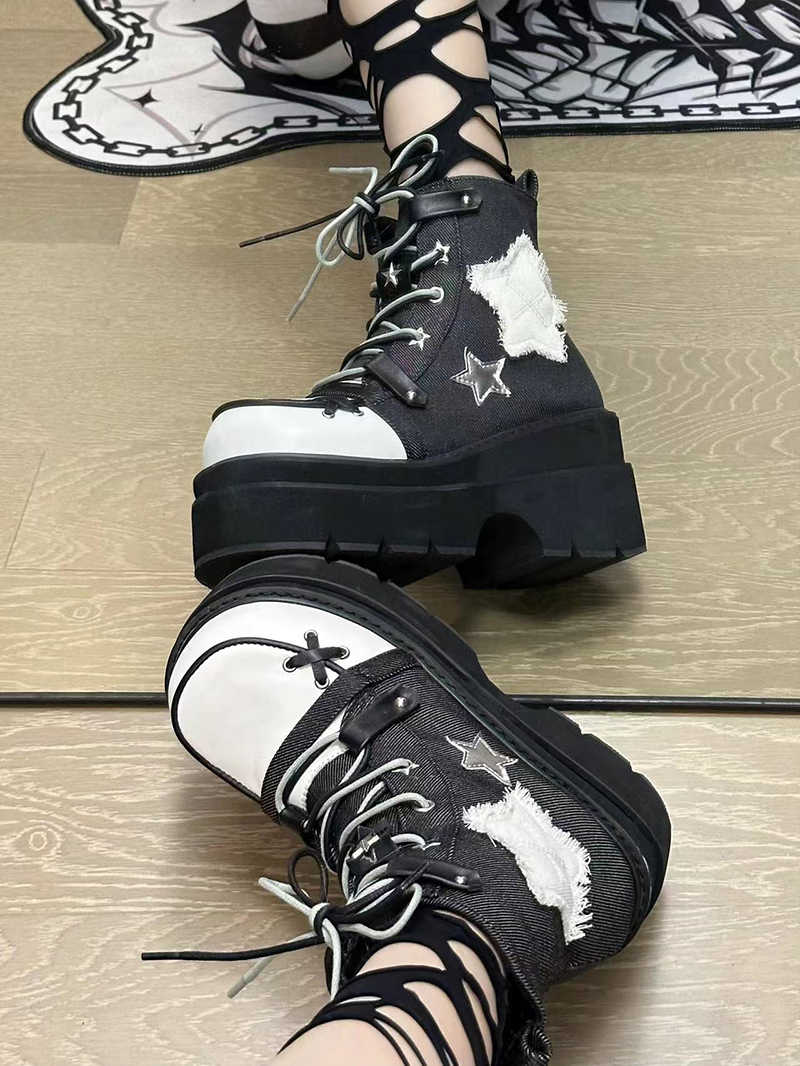 Y2K Grunge Denim Star Boots - Image 4