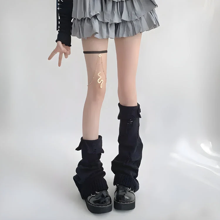 Y2K Grunge Distressed Knitted Leg Warmers - Image 3