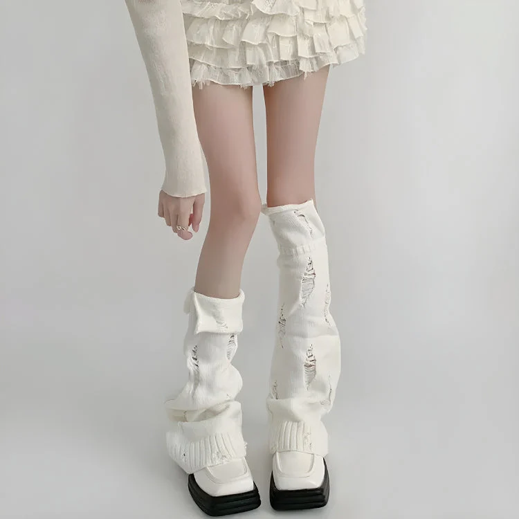 Y2K Grunge Distressed Knitted Leg Warmers - Image 5