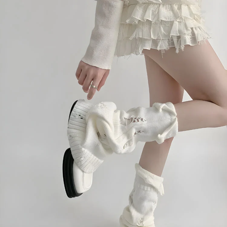 Y2K Grunge Distressed Knitted Leg Warmers - Image 6